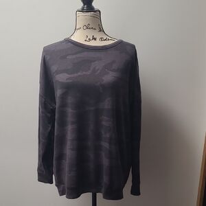 Dark Gray And Black Camo Long-Sleeve Light Weight Stretch Shirt